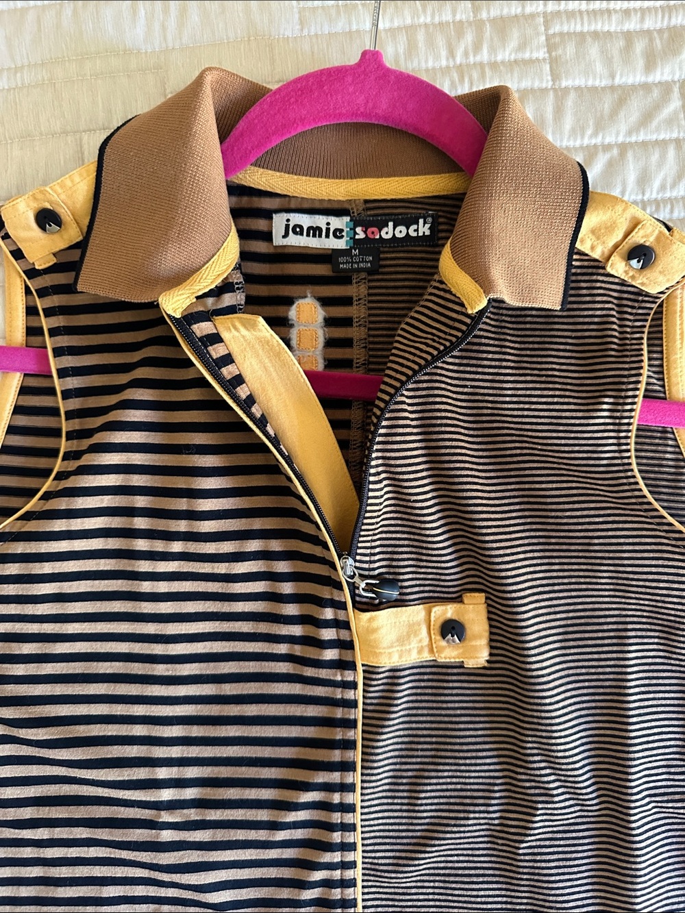 jamie sadock Brown and Yellow Striped Sleeveless Polo Tank - Picture 6 of 6